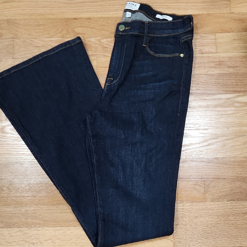 Frame Denim Dark Indigo Flare Jeans